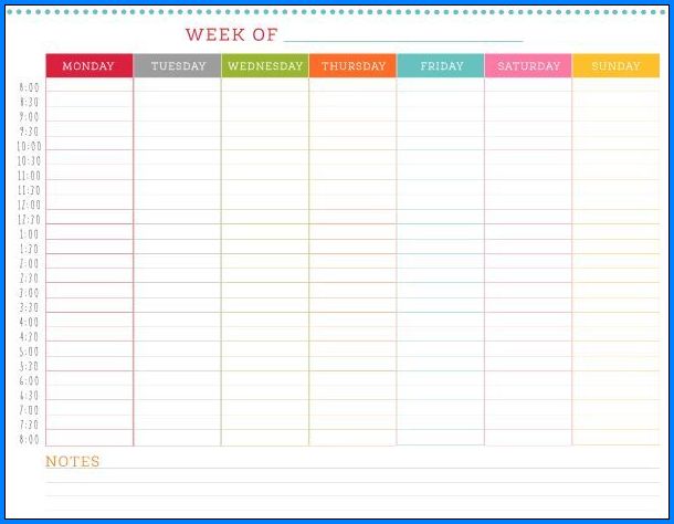 Weekly Schedule Template Example