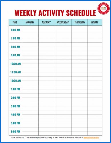 √ Free Printable Weekly Schedule Template