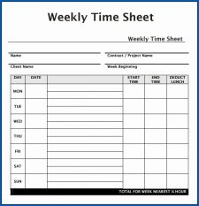 Weekly Timesheet PDF Sample