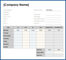 Weekly Timesheet Template Excel Sample