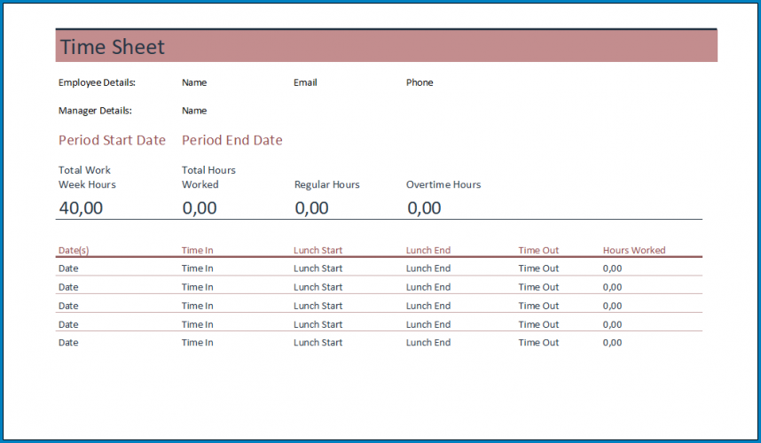 √ Free Printable Weekly Timesheet Template For Excel