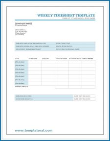 Free Printable Weekly Timesheet Template Word