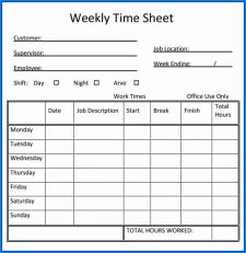 Weekly Timesheet Template Word Example