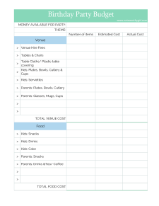 Welcome Party Budget Worksheet Template Sample
