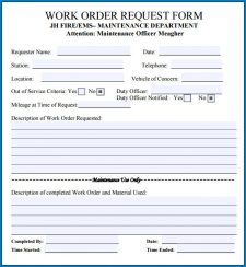 Work Order Template Sample