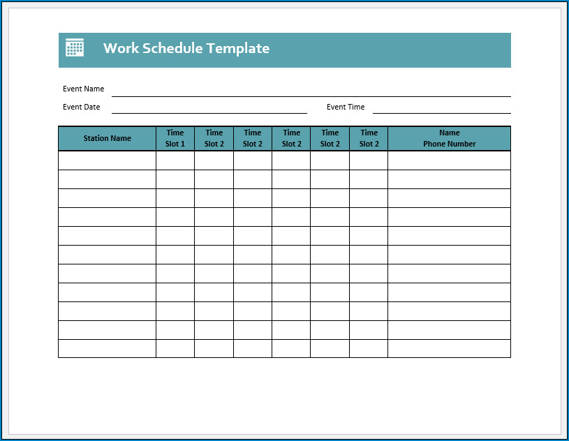 Free Printable Work Schedule Template