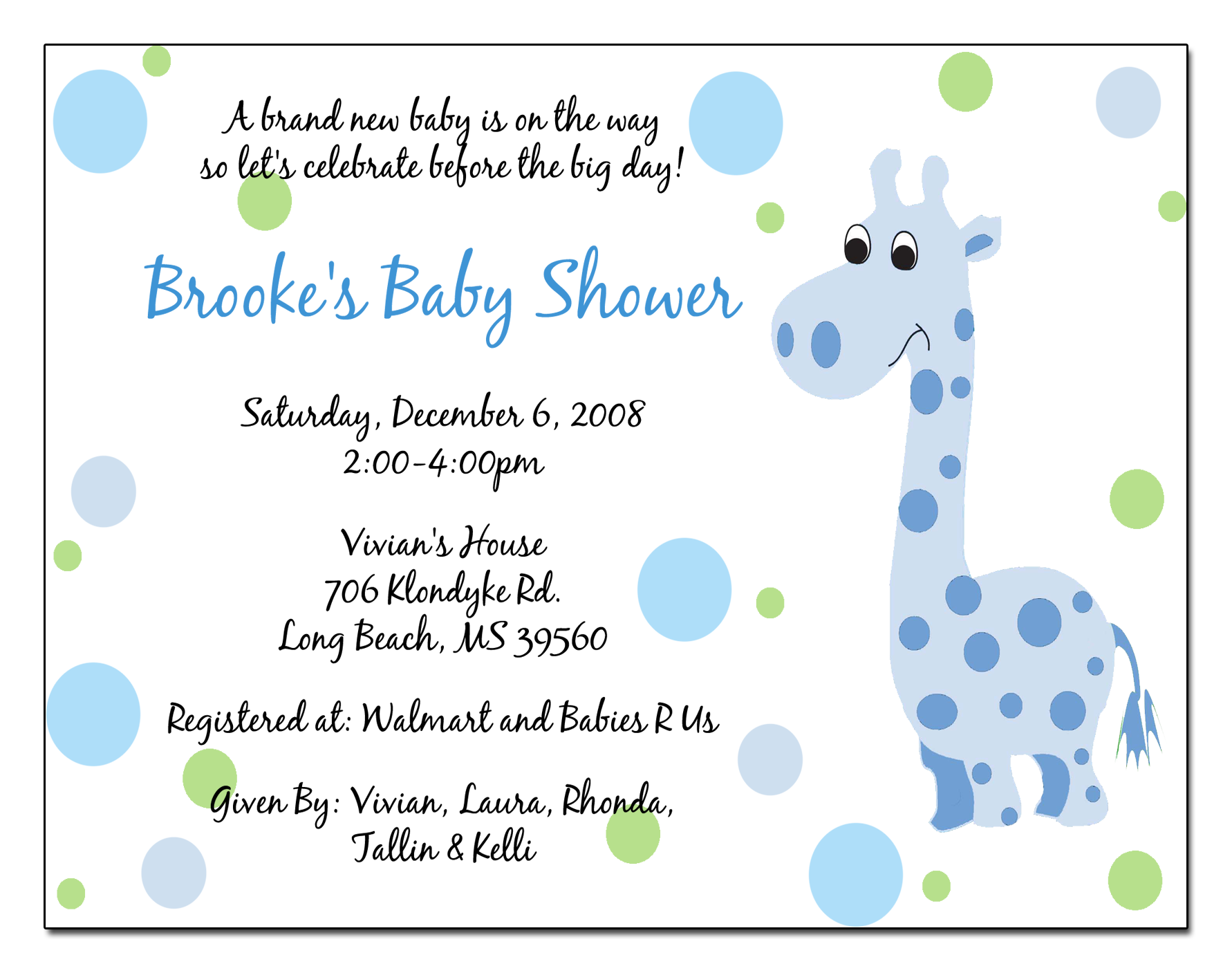 sample of printable baby shower invitation template word