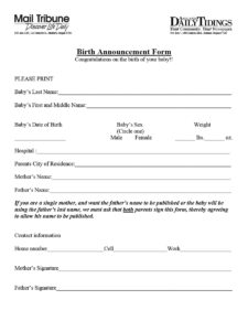 birth announcement template