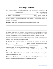 blank general roofing contract form