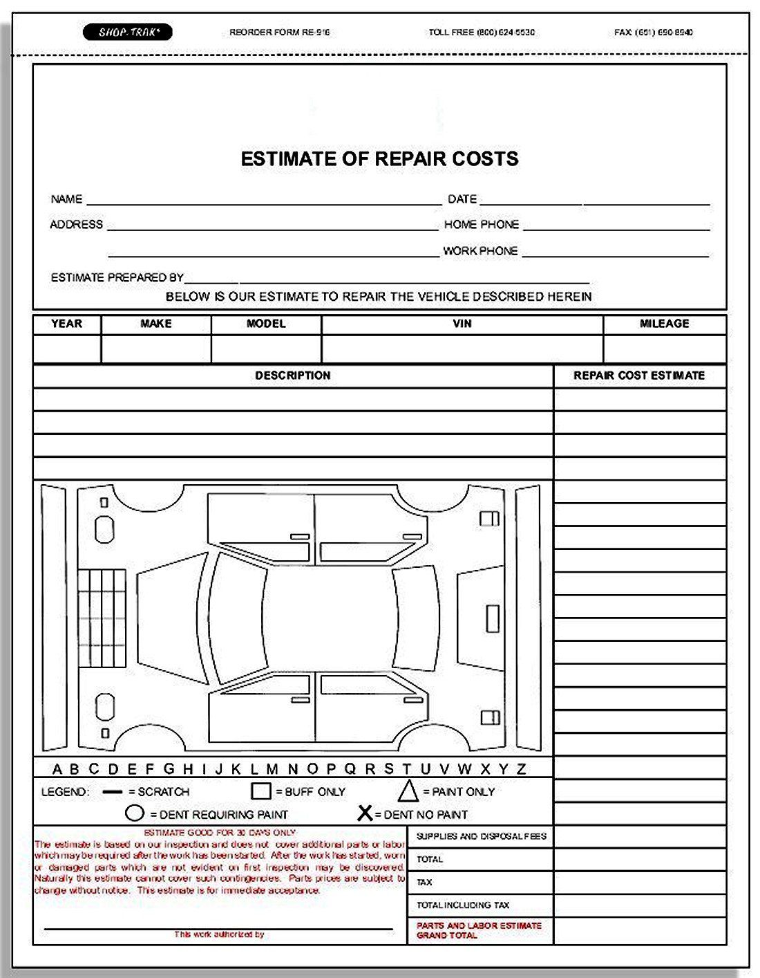 body shop estimate template