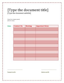 call sheet template