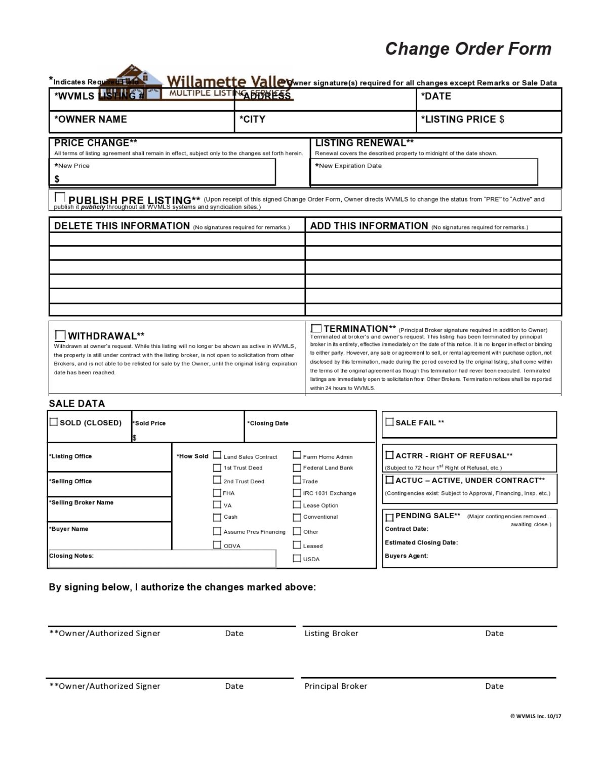 √ Free Printable Change Order Template