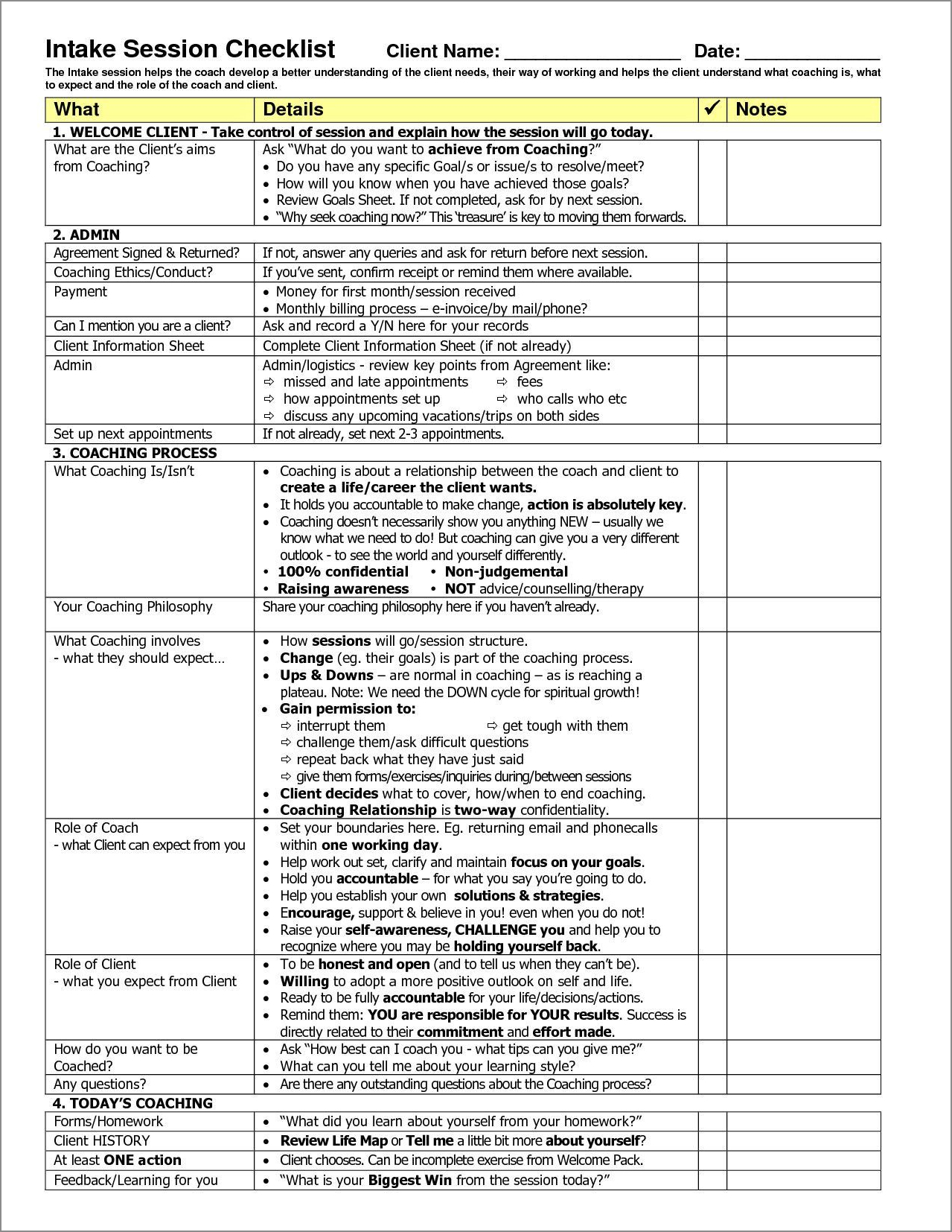 coaching action plan template sample