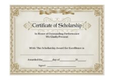 college scholarship certificate template
