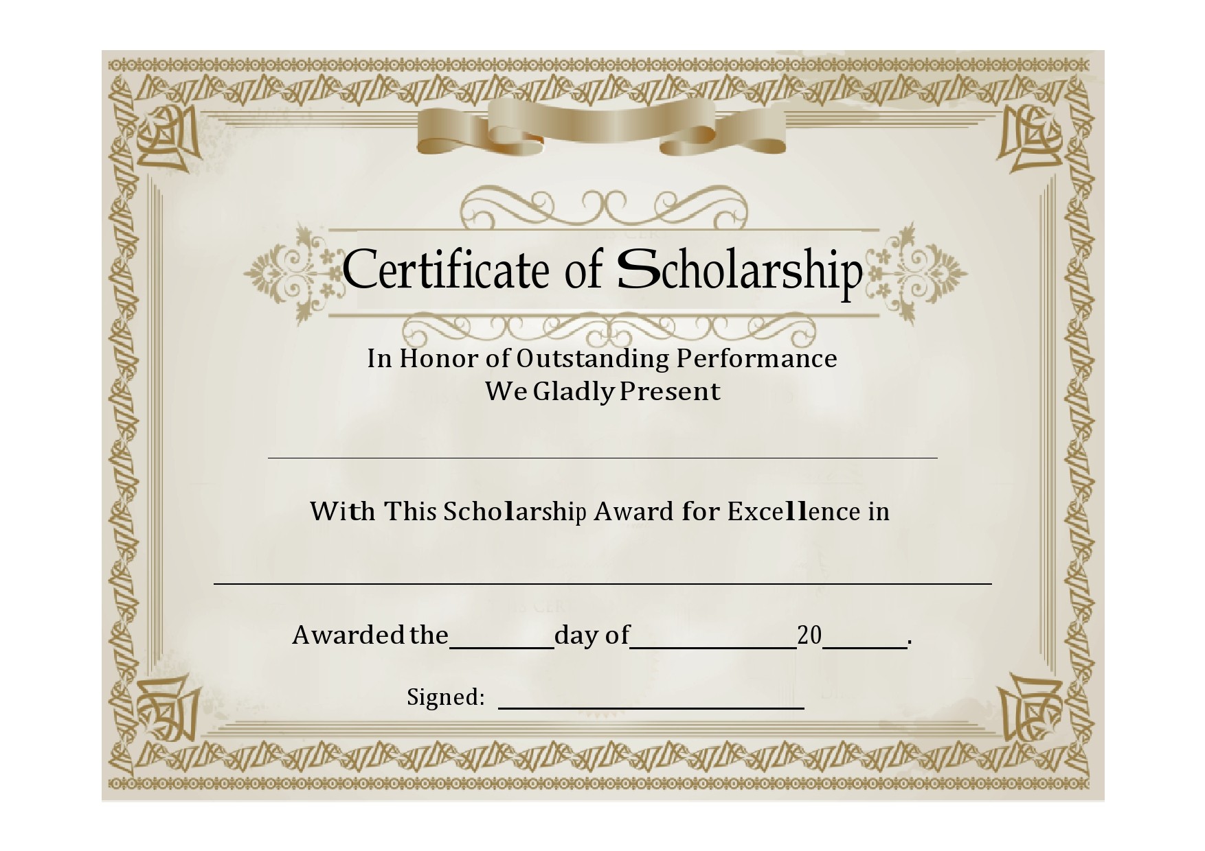 college scholarship certificate template