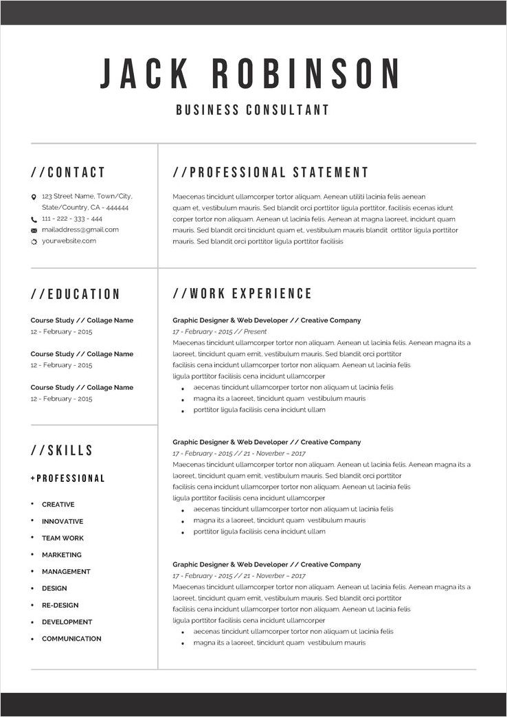 consultant resume template sample