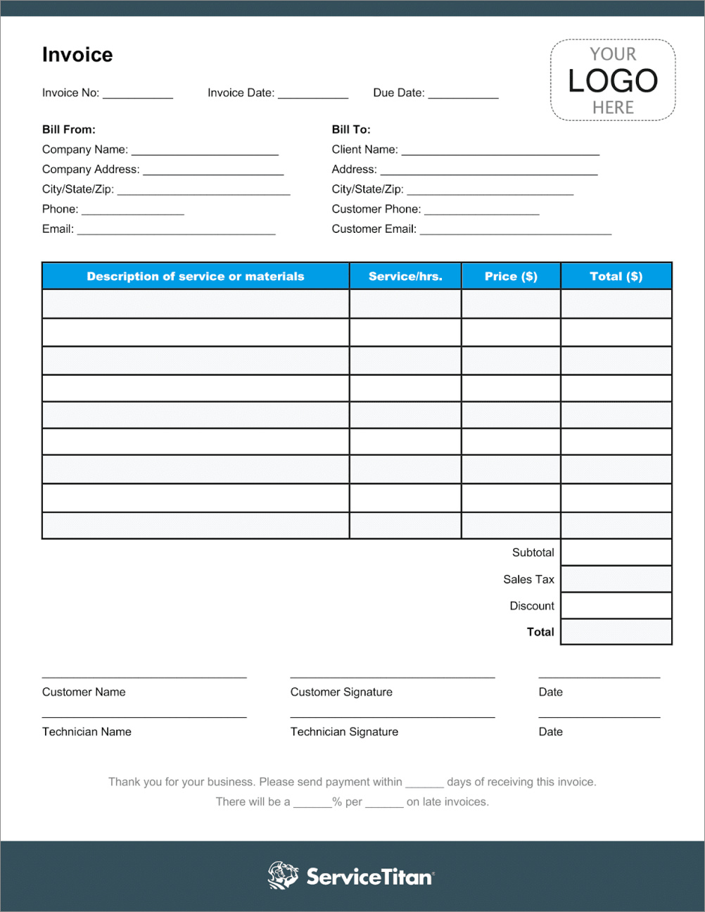 electrical invoice template example