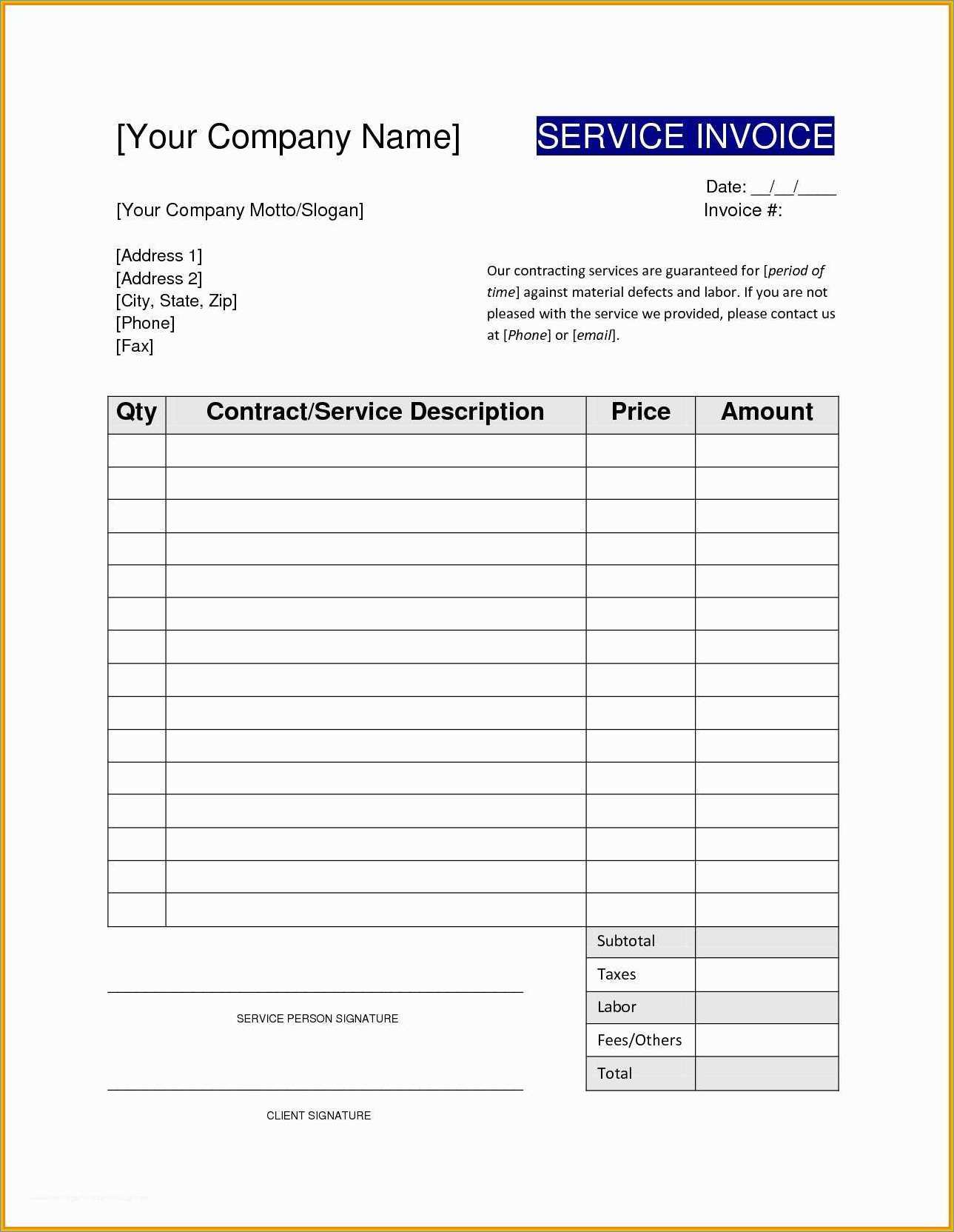 electrical invoice template sample