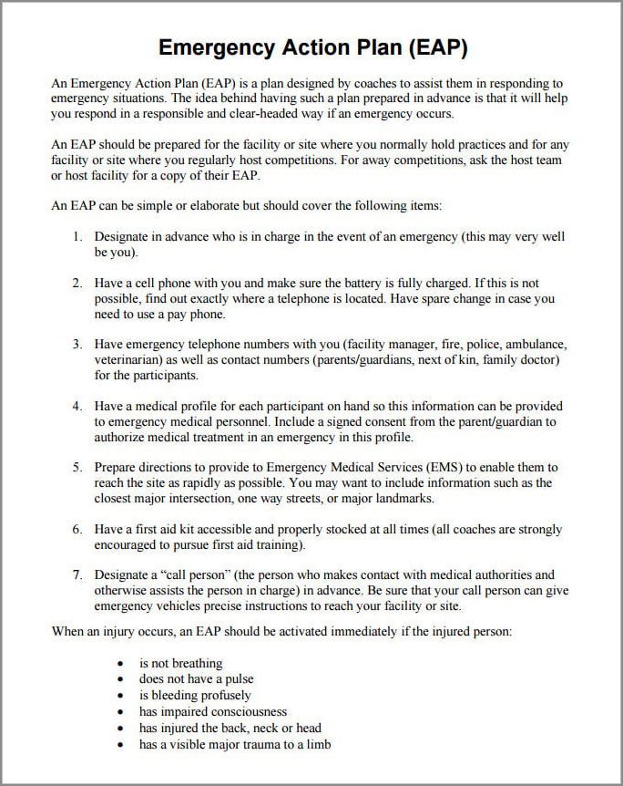 example of construction emergency action plan template