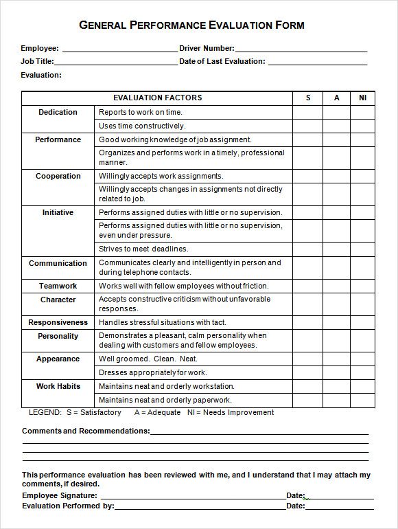 example of employee performance evaluation report