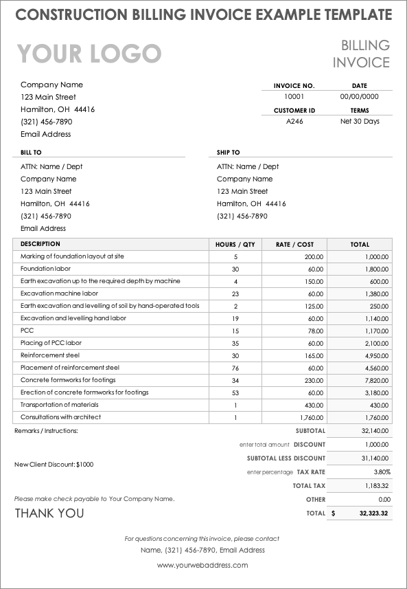 example of general contractor invoice template example of general contractor invoice template
