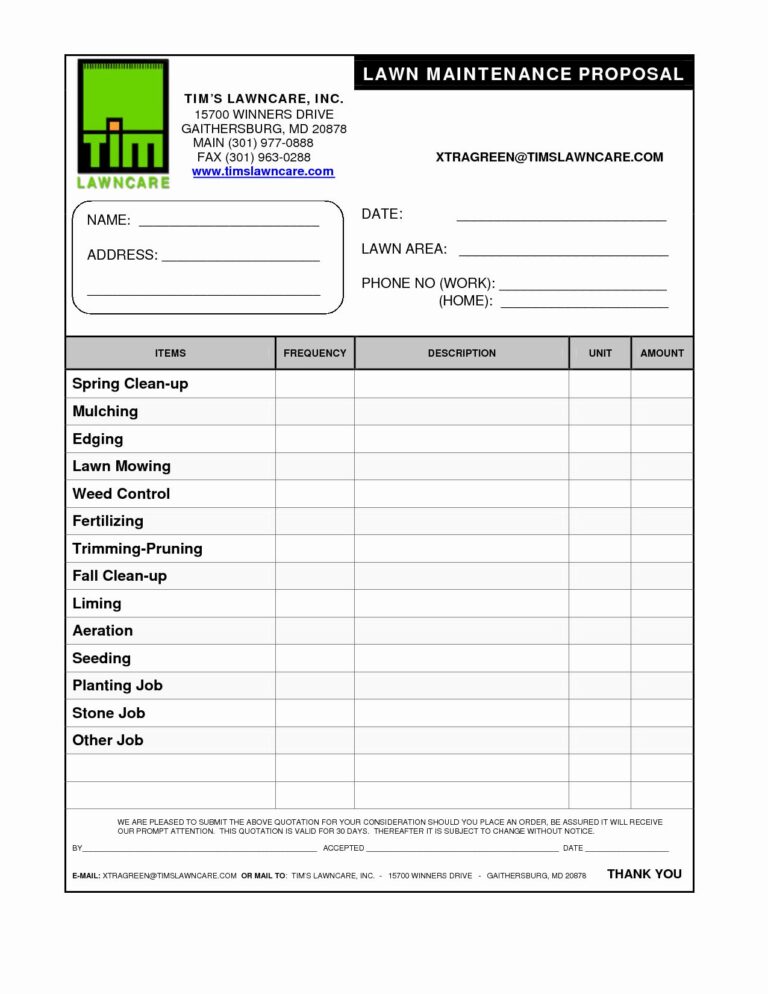 √ Lawn Care Estimate Template