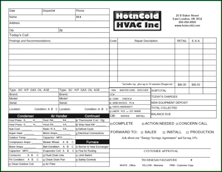 √ Printable HVAC Estimate Template
