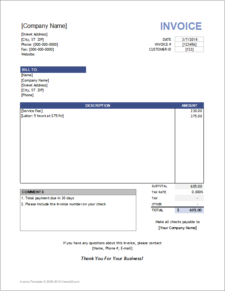 √ Services Rendered Invoice Template