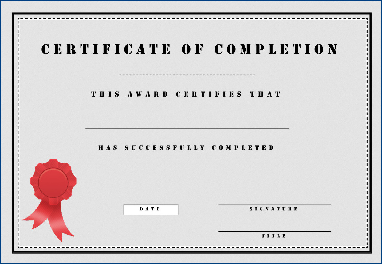 example of training certificate of completion template
