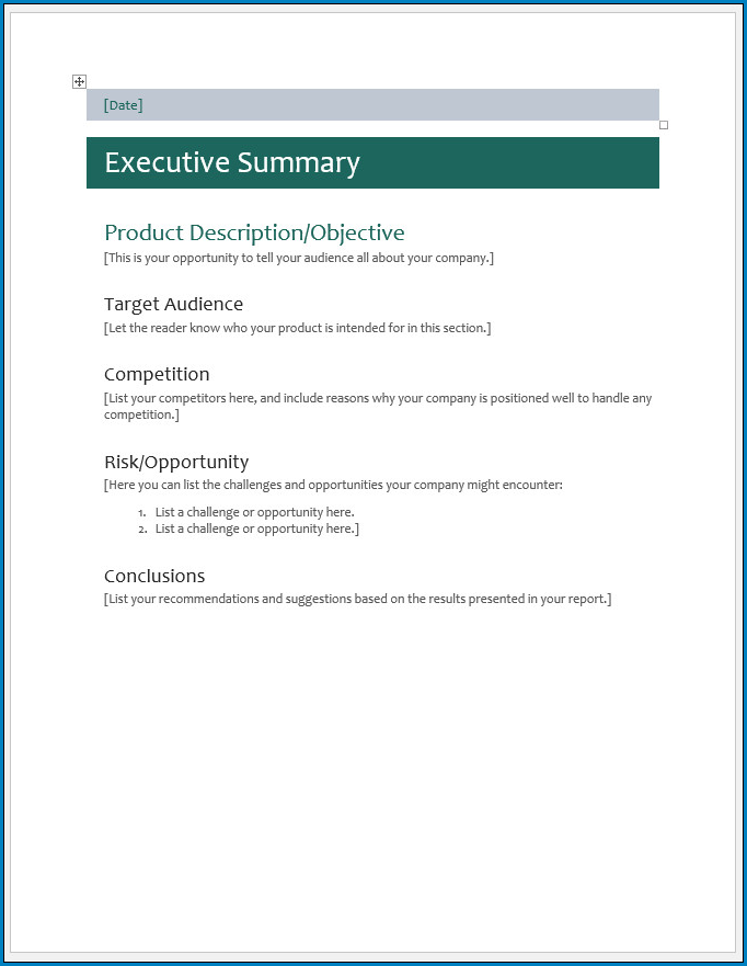 Free Printable Executive Summary Template