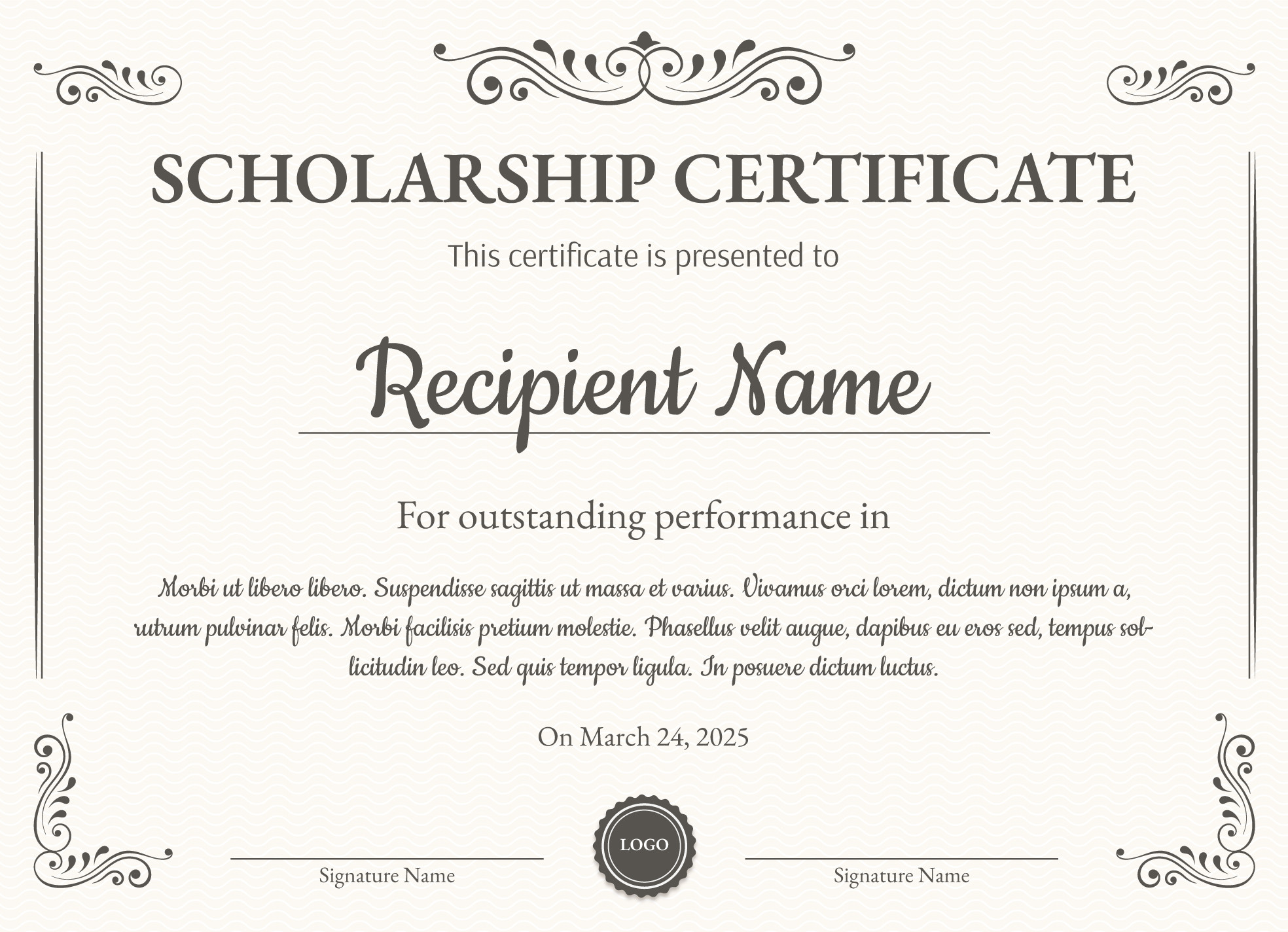 fillable scholarship certificate template