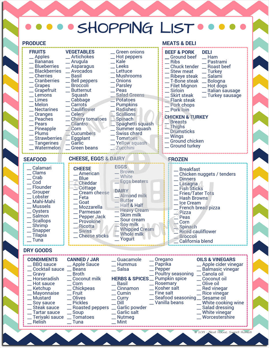 first home shopping checklist template sample