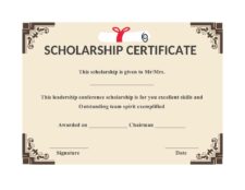 free editable scholarship award certificate