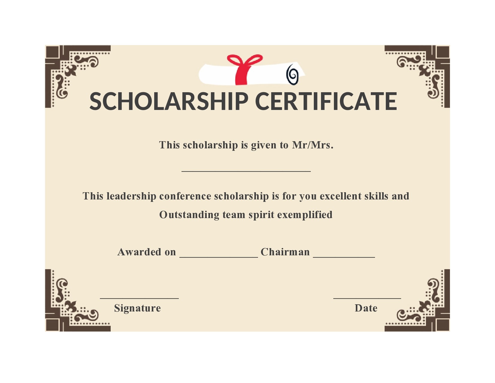 free editable scholarship award certificate