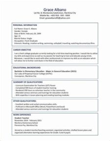 free printable fresh graduate resume template word