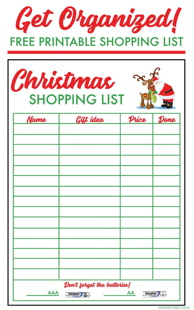 holiday shopping checklist template sample
