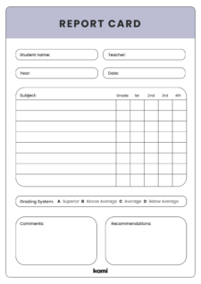 homeschool report card template free