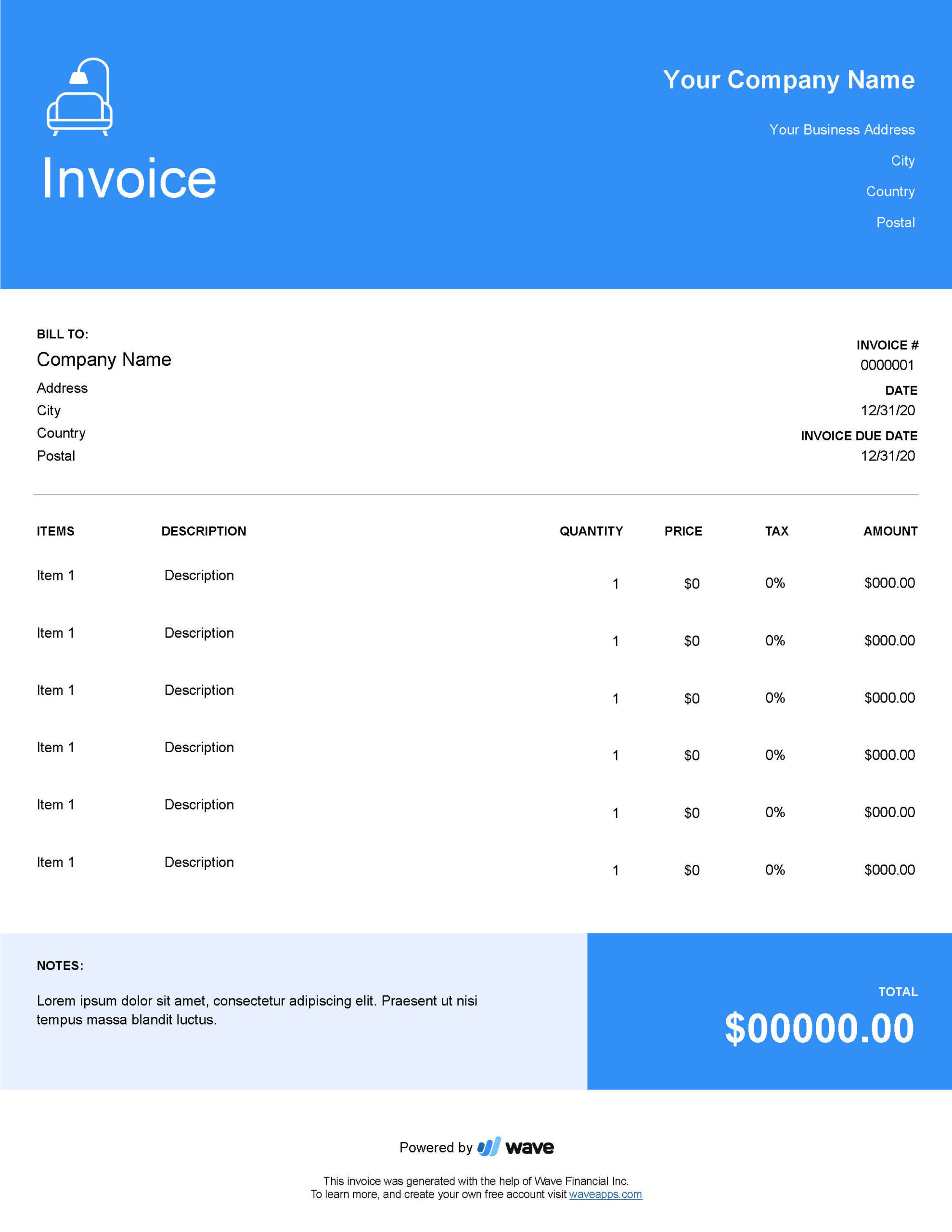 interior design invoice template example