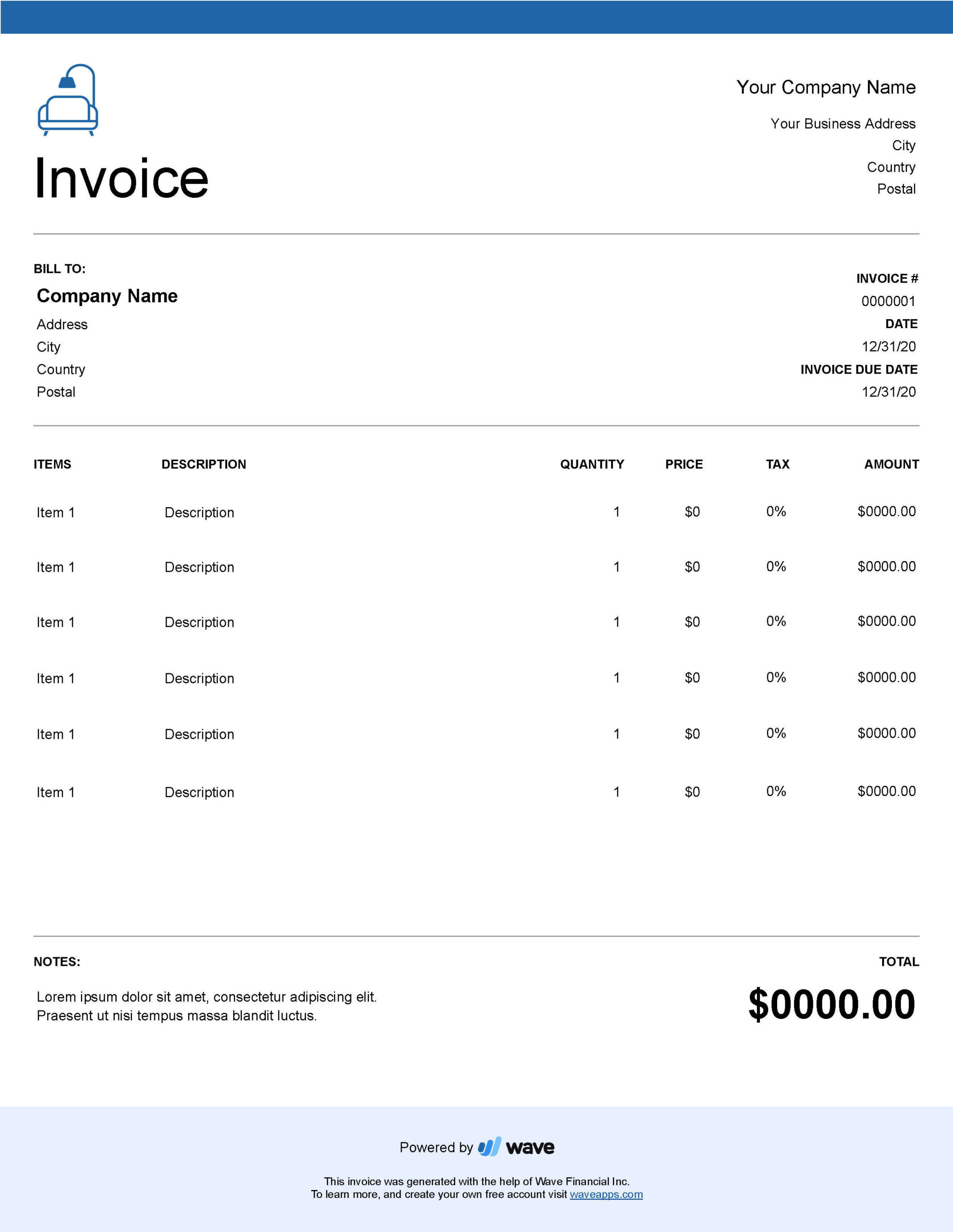 interior design invoice template