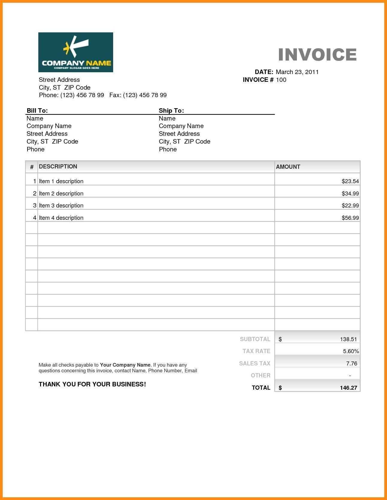 invoice template for lawn services example