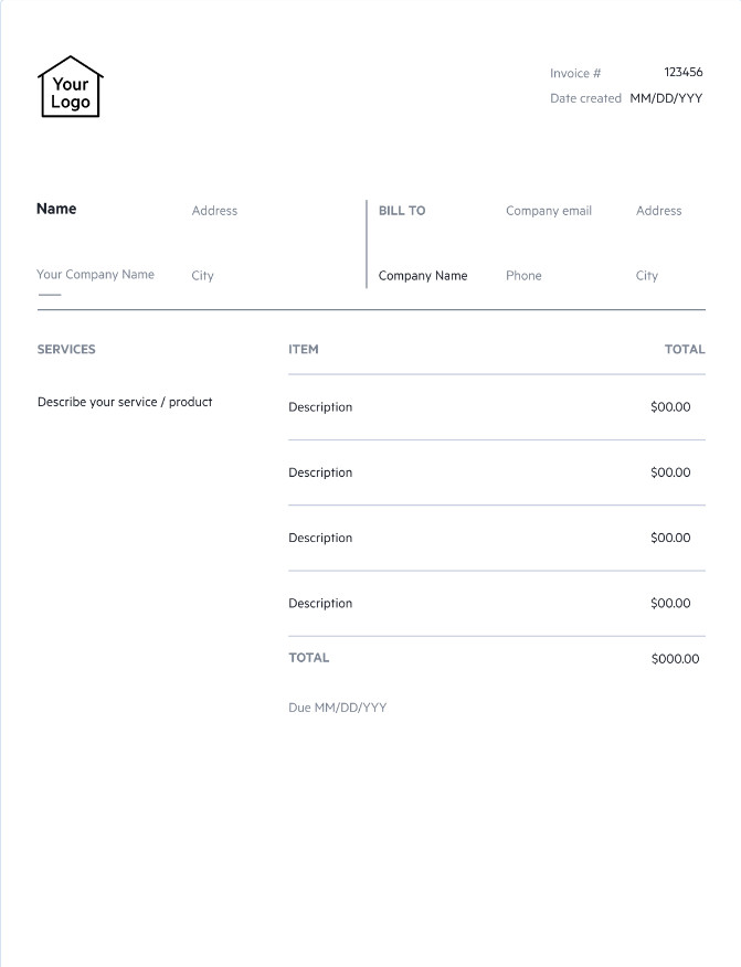 invoice template with bank details