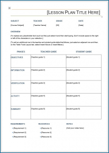 Free Printable Lesson Plan Template Word