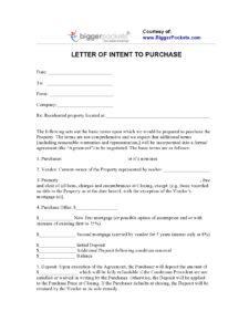 letter of intent to purchase
