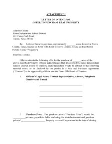 letter of intent to purchase