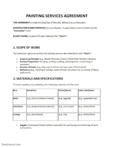 painting agreement template word
