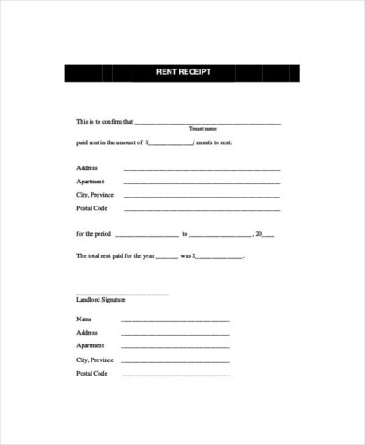 √ Free Printable Payment Rent Receipt Template