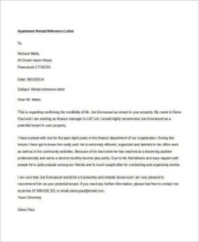 personal recommendation letter for apartment sample