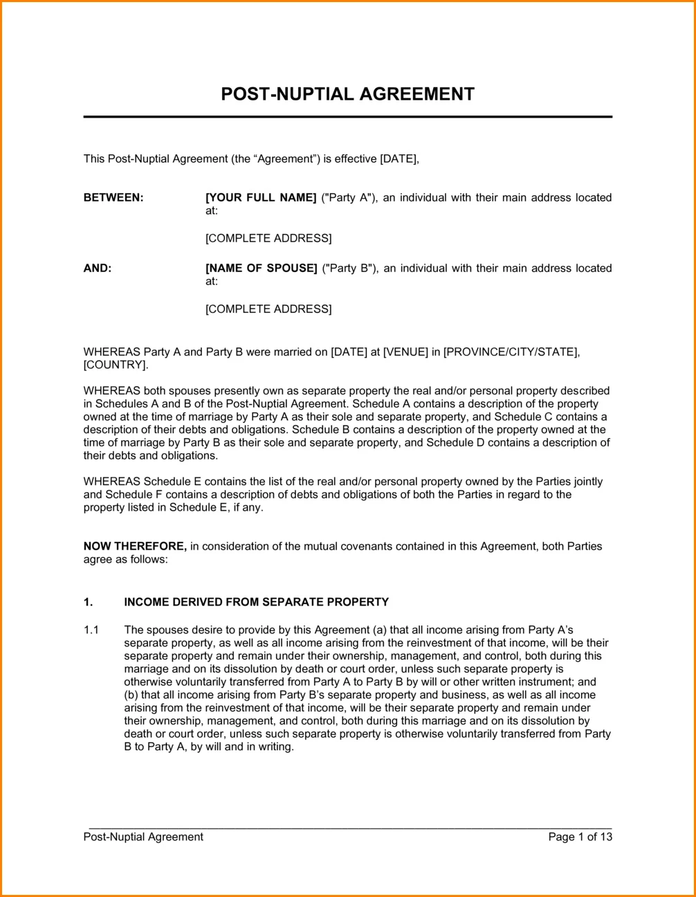 post nuptial agreement D13028