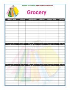 printable grocery price list template sample | Templateral