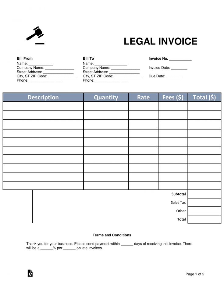 printable law invoice template